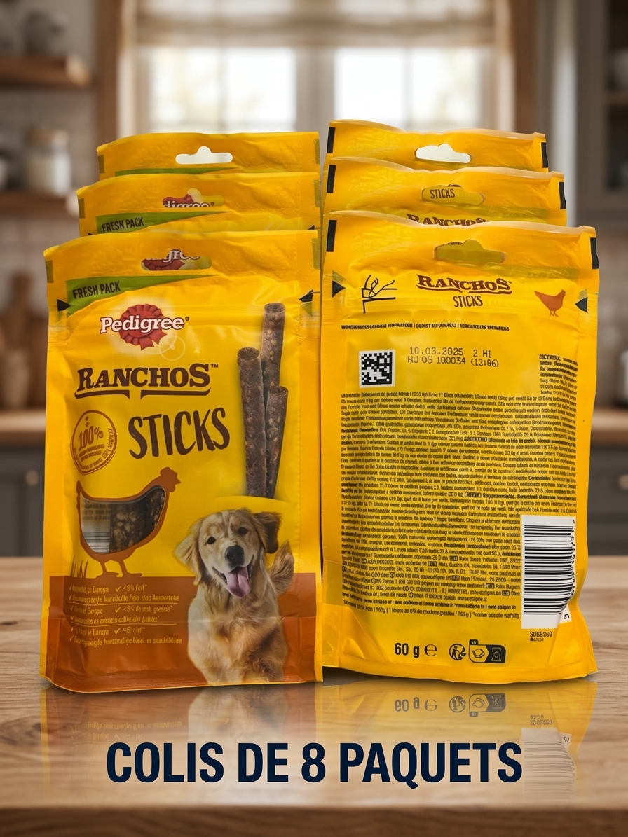 Friandises pour chien au poulet - colis de 8 paquets