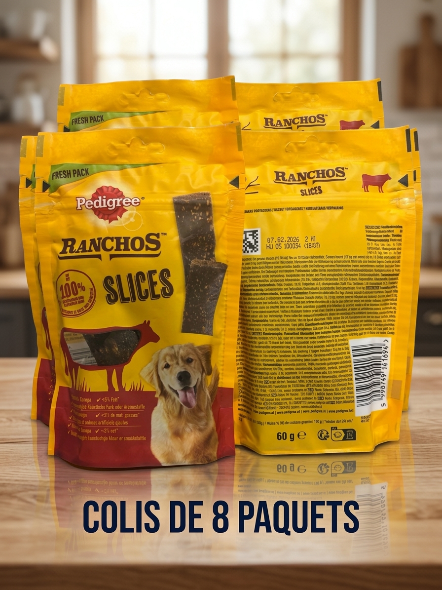 Friandise pour chien au bœuf colis de 8 paquets