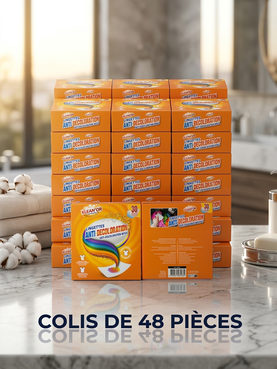 Colis de 48 pièces - lingette anti décoloration x30